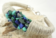 Malachit, lapis lazuli, turkus - bransoleta